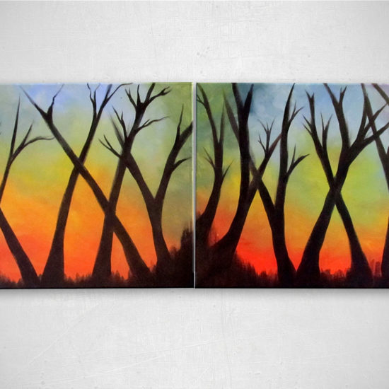 Treehuggers Unite: Acrylic painting on canvas - diptych 16"x20"